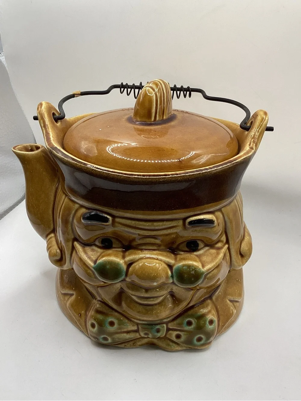 Vtg figural Benjamin Franklin decorative teapot or planter